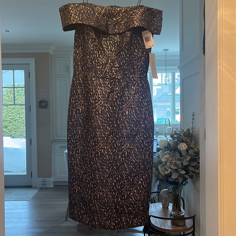 Rickie Freeman x Teri Jon - Metallic Cocktail Party Dress
